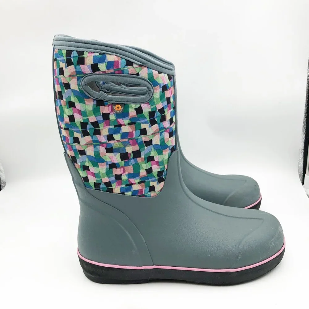 BOGS Kids Classic II Checkered Geo Insulated Winter Snow Boots Kids 6